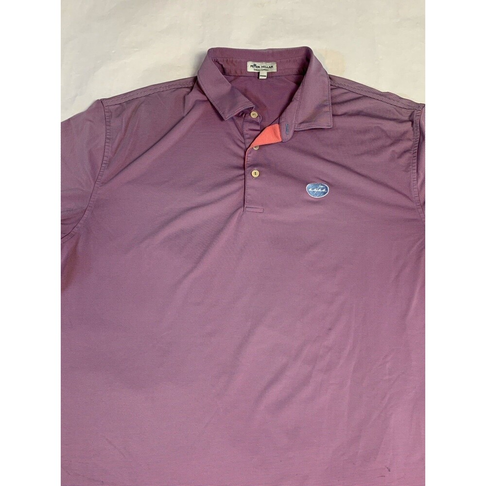 Peter Millar Summer Comfort Polo Shirt Mens XL Purple Striped Performance Rugby